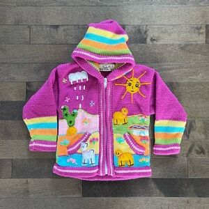 Isabella Mia 100% Lana Dralon Peruvian Children's Zip Up Hoodie - Size 2T